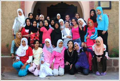Girls at Dar Asni with Fairouze Jebli, a volunteer from France