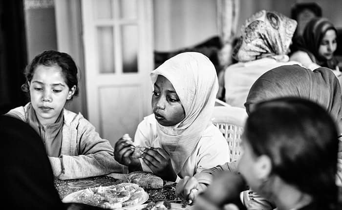 Students at lunch time